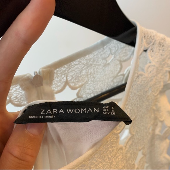 Zara White textured overlay dress size small - Picture 3 of 5